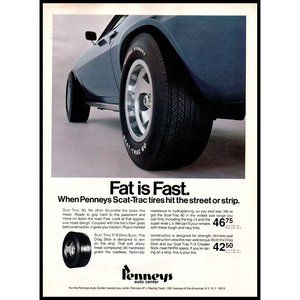 1971 Penneys Scat-Trac 60 Tires Vintage Print Ad 70s Muscle Car Wall Art Photo